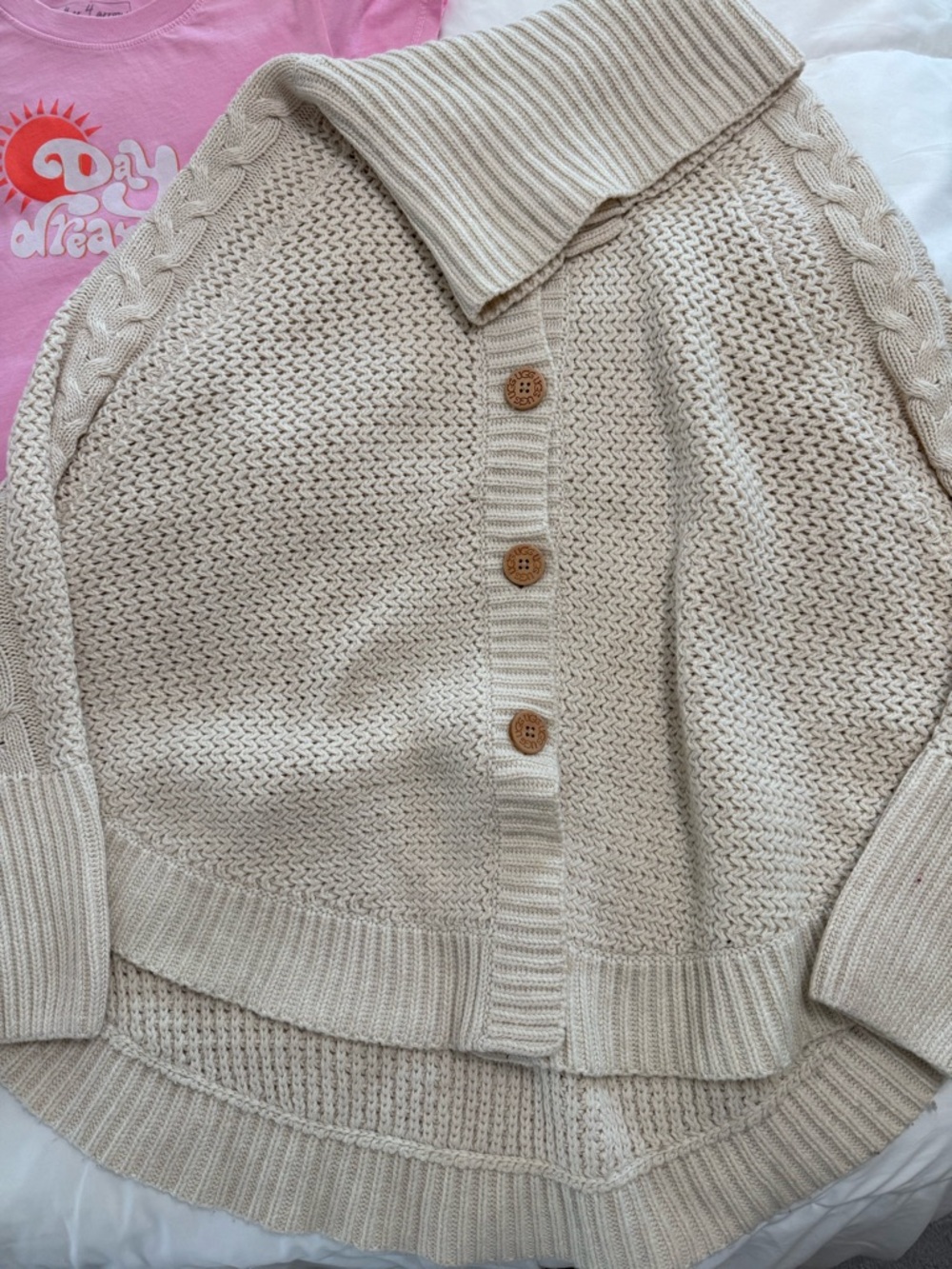 UGG Cream Cable-Trim Button Cardigan